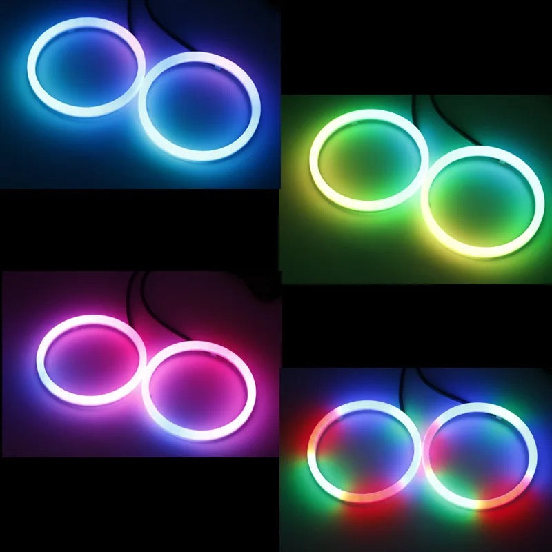 Angel Eye Mobile APP Bluetooth RGB Cotton Light Colorful Symphony LED Modified Headlight Fog Light Circle
