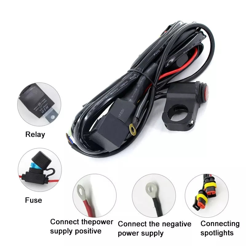 Motorbike car light Wire 12v 24v 15A Wiring Harness Relay Loom Cable Kit Fuse for Auto Driving Offroad Led Work Lamp