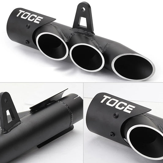 Motorcycle Three-outlet Exhaust Muffler Tail Pipe Tailpipe Tip Universal for pipe diameter 51mm/2inch Most Motorcycles CarString