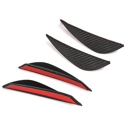 4Pcs/set Carbon Fiber Fit Front Bumper Lip Splitter Fin Air Knife Auto Body Kit Car Spoiler Valence Chin Accessory