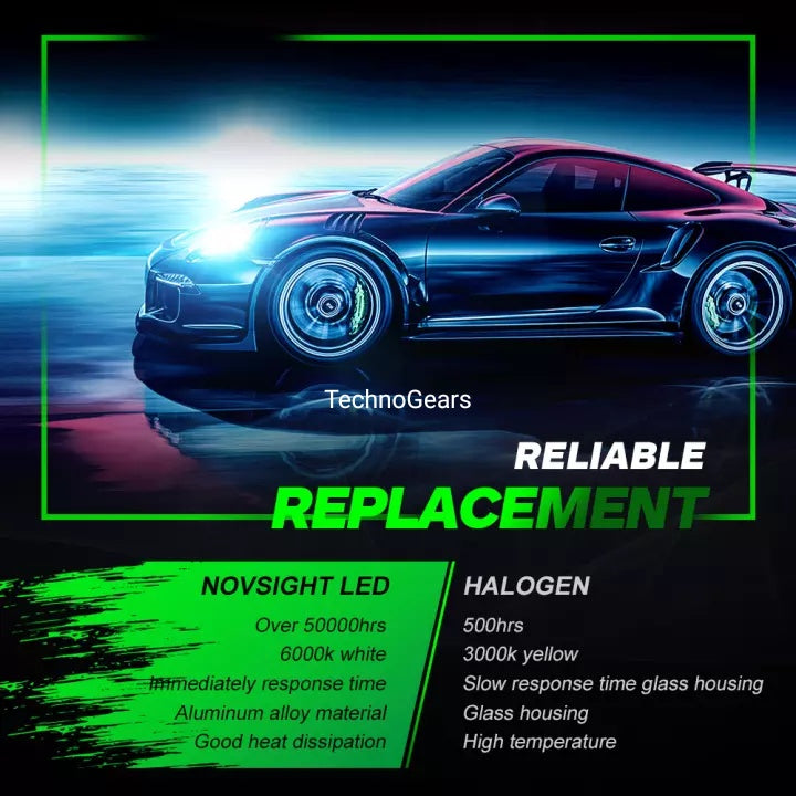 Novsight】2PCS Car Headlight A500-N35 H4 50W 10000LM 6000K White LED Car Auto Headlamp Light Bulbs