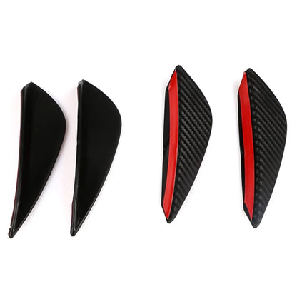 4Pcs/set Carbon Fiber Fit Front Bumper Lip Splitter Fin Air Knife Auto Body Kit Car Spoiler Valence Chin Accessory