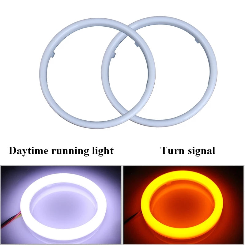 Angel Eyes Led Headlight DRL Daytime Running Light Auto COB Ring Led Angel Eyes 12V Day Light Turn Signal White Yellow