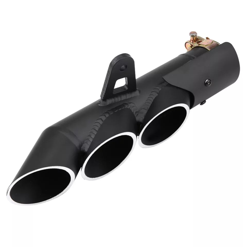 Motorcycle Three-outlet Exhaust Muffler Tail Pipe Tailpipe Tip Universal for pipe diameter 51mm/2inch Most Motorcycles CarString