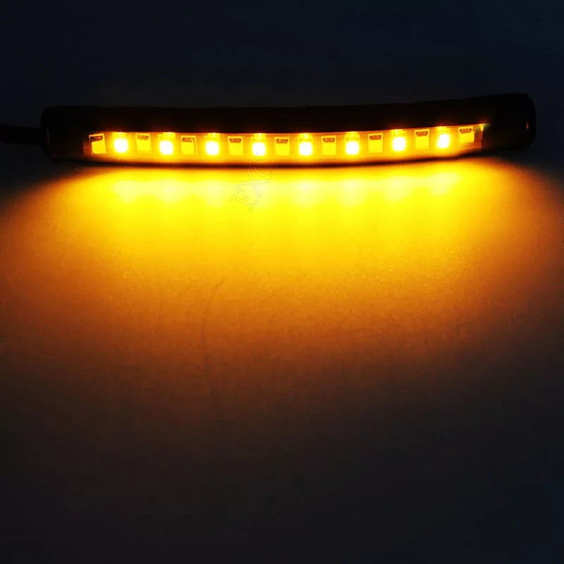 2pcs/set  Motorcycle 17LED Flexible Strip Light Turn Signal Indicator White+Amber