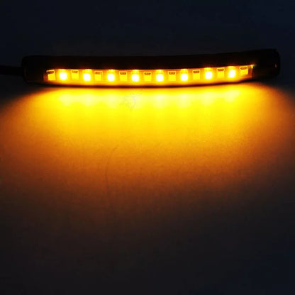 2pcs/set  Motorcycle 17LED Flexible Strip Light Turn Signal Indicator White+Amber