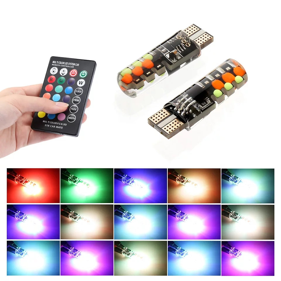 T10 RGB COB 12SMD Clearance lights Colorful Multi Mode Car Light Bulbs With Remote Controller