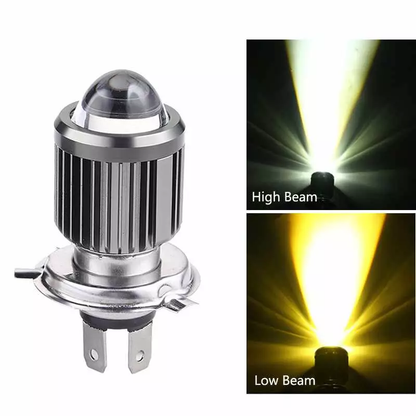 LED Dual Color H4 LED HS1 BA20D Projector Lens White Yellow H6 Motorcycle Headlight Hi/Lo Bulb Scooter E-Bike Fog Lamp