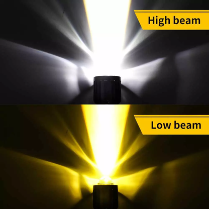 LED Dual Color H4 LED HS1 BA20D Projector Lens White Yellow H6 Motorcycle Headlight Hi/Lo Bulb Scooter E-Bike Fog Lamp