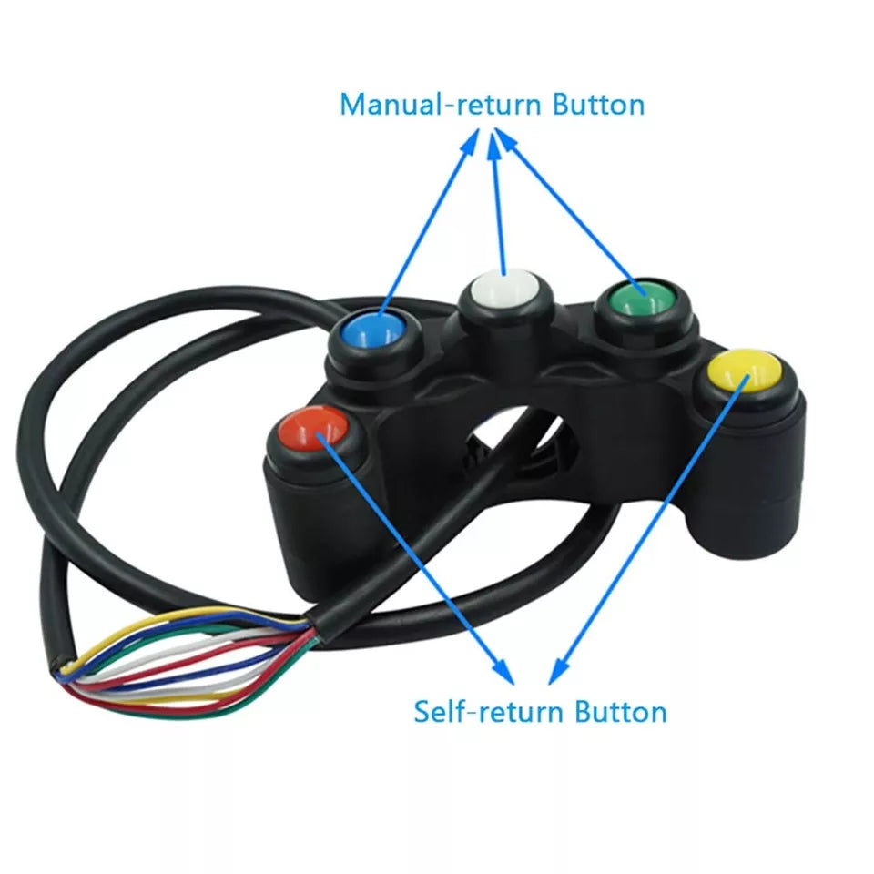 Motorcycle Multi-Function Handlebar Switch 5 Key Function Switch Line Length 55cm Black