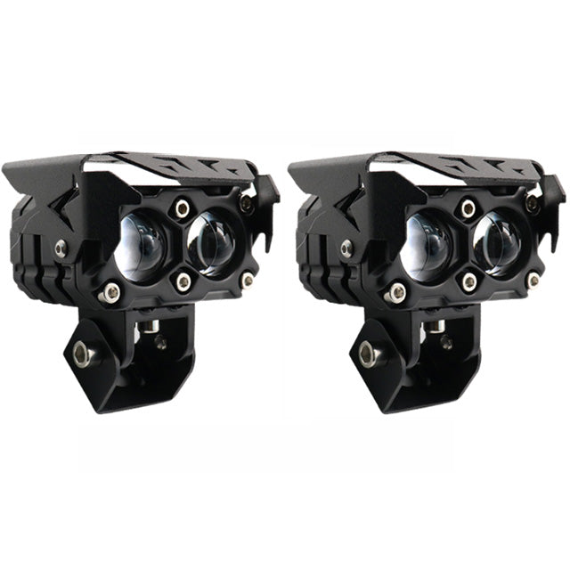 HJG Mega Drive With Dual Lens Headlight LED Work Light Fog Lamp Dual Color Motorbike Motorcycle Laser Mini Driving Lights