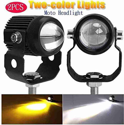 Mini Driving Fog Light for All Motorcycle | Dual Function White-Yellow Lens Projector Auxiliary Light 20w