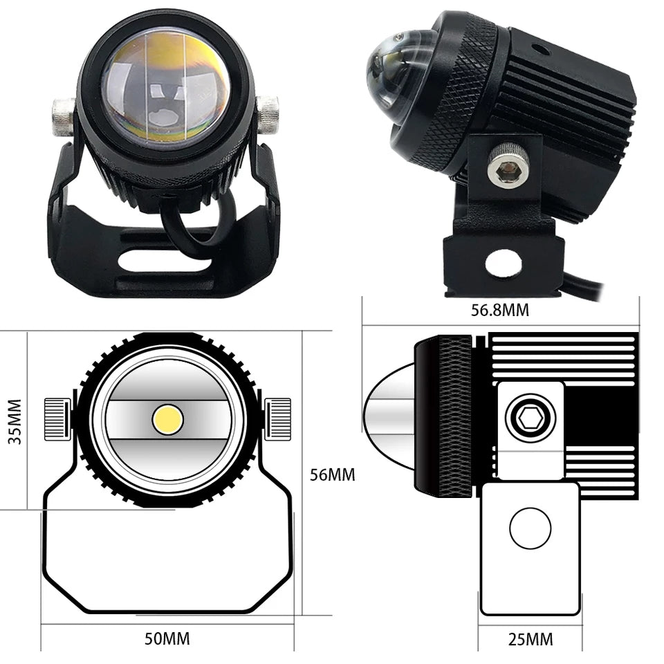 HJG Mini Drive IP67 3000LM 2PCS LED Fog Lights Headlight Work Fog Light 20W 24V Dual Color For Motorcycle for Jeep ATV UTV