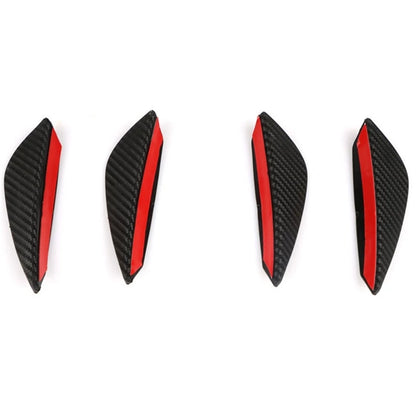 4Pcs/set Carbon Fiber Fit Front Bumper Lip Splitter Fin Air Knife Auto Body Kit Car Spoiler Valence Chin Accessory
