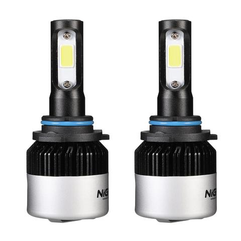 NightEye S2 COB LED Car Headlights 9005 9006 H4 H7 H11 Bulbs Lamps 72W 9000LM 6500K 2Pcs - H4