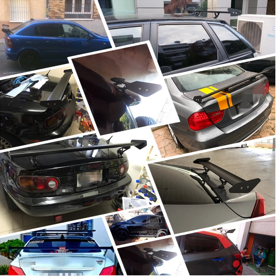 43.3" 110cm Black Auto Car Hatchback Spoiler Universal GT Rear Trunk Wing Racing Spoilers Aluminum Clamp Trunk