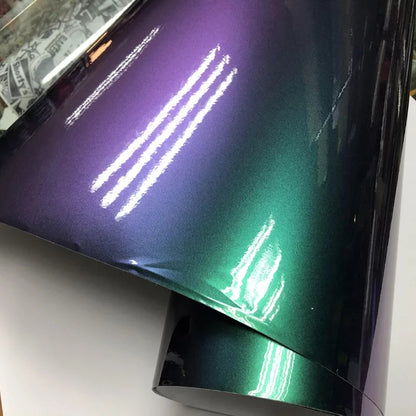 Premium Gloss Chameleon Pearl Glitter Metallic Green purple Vinyl Car Wrap Foil With Air Release Diamond Car Sticker Decal