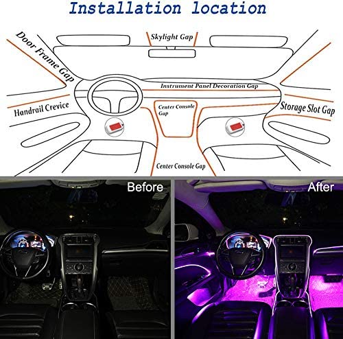 Universal 10 in 1 RGB LED with 8M Car Interior Decor Fiber Optic Light Strip by App Control 12V Decorative Atmosphere Lamps