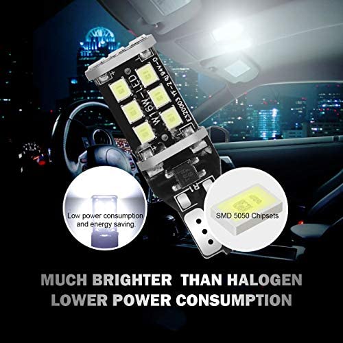 T15 Led Light Bulb 921 LED Bulb W16W 800LM HID White for Backup Reverse Lights (Pack of 2)