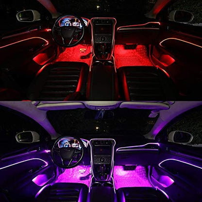 Universal 10 in 1 RGB LED with 8M Car Interior Decor Fiber Optic Light Strip by App Control 12V Decorative Atmosphere Lamps