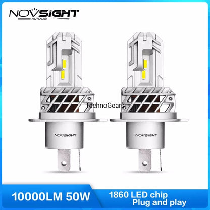 Novsight】2PCS Car Headlight A500-N35 H4 50W 10000LM 6000K White LED Car Auto Headlamp Light Bulbs