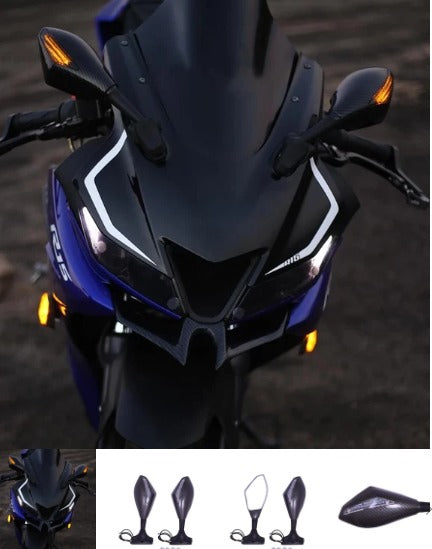 Universal Turn Signal Motorcycle Mirrors With LED Indicator Arrow