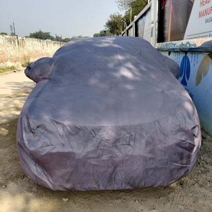 Car Body Cover for Maruti Baleno (2015 to 2021) with Mirror and Antenna Pocket (Light Weight, Triple Stitched, Heavy Buckle, Bottom Fully Elastic, Grey )