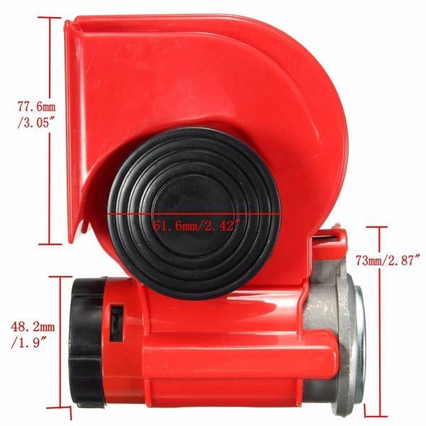 DC 12V Red Twin Tone Air Blast Electric Horn Loudspeaker Steam With Relay For Motor Bike Car