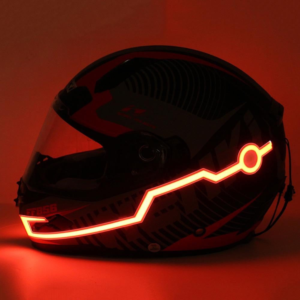Motorcycle Helmet Light Strip LED Night Signal Light Luminous Stripe Fashion Modified Glowing Bars - Red