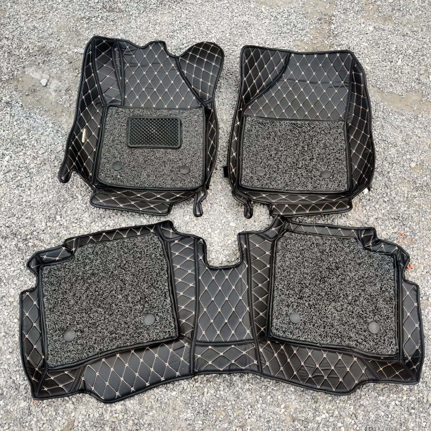 7D Car Floor Mats (Black) Complete Set for Maruti Suzuki Baleno