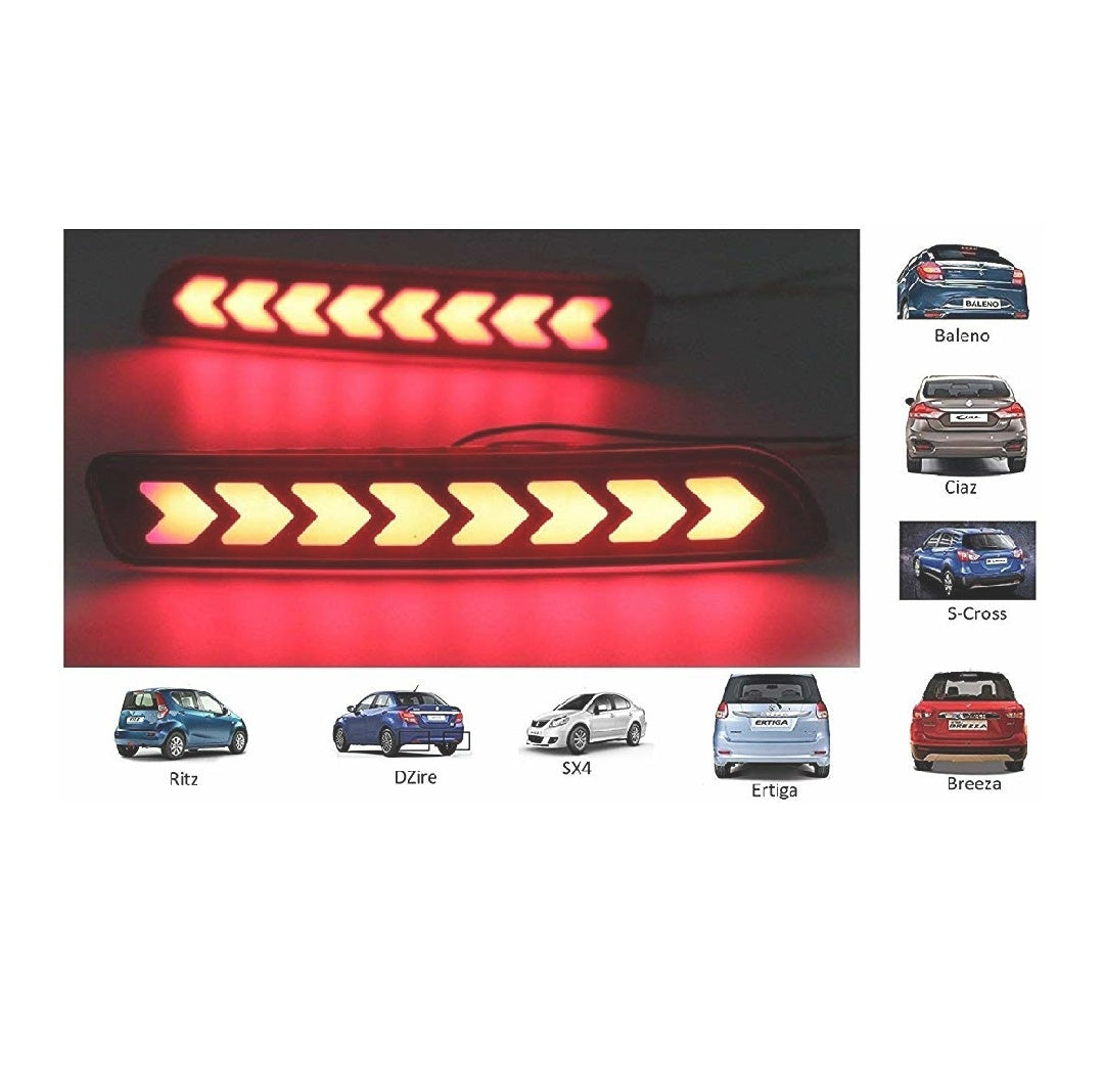  Reflector LED Brake Light for Bumper with Wiring for Maruti Suzuki Baleno New- Set of 2 Pcs