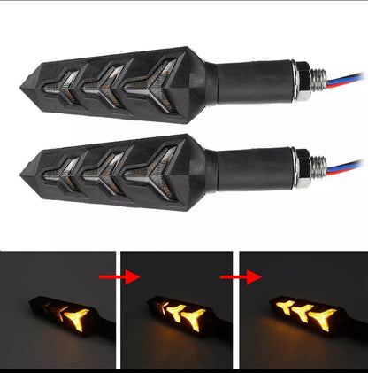 2 Pairs Turn Signal Lights Motorcycle Flowing Water Direction 3 Wires Amber Stop Signals Indicator DRL Cafe Racer Brake Light