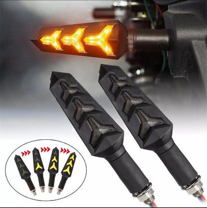 2 Pairs Turn Signal Lights Motorcycle Flowing Water Direction 3 Wires Amber Stop Signals Indicator DRL Cafe Racer Brake Light