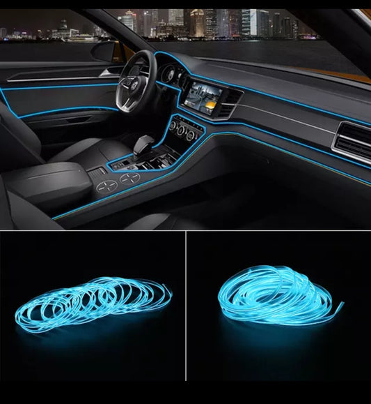 Car Atmosphere Lights EL Neon Wire Strip Light RGB Multiple Modes App Sound Control Auto Interior Decorative Ambient Neon Lamp
