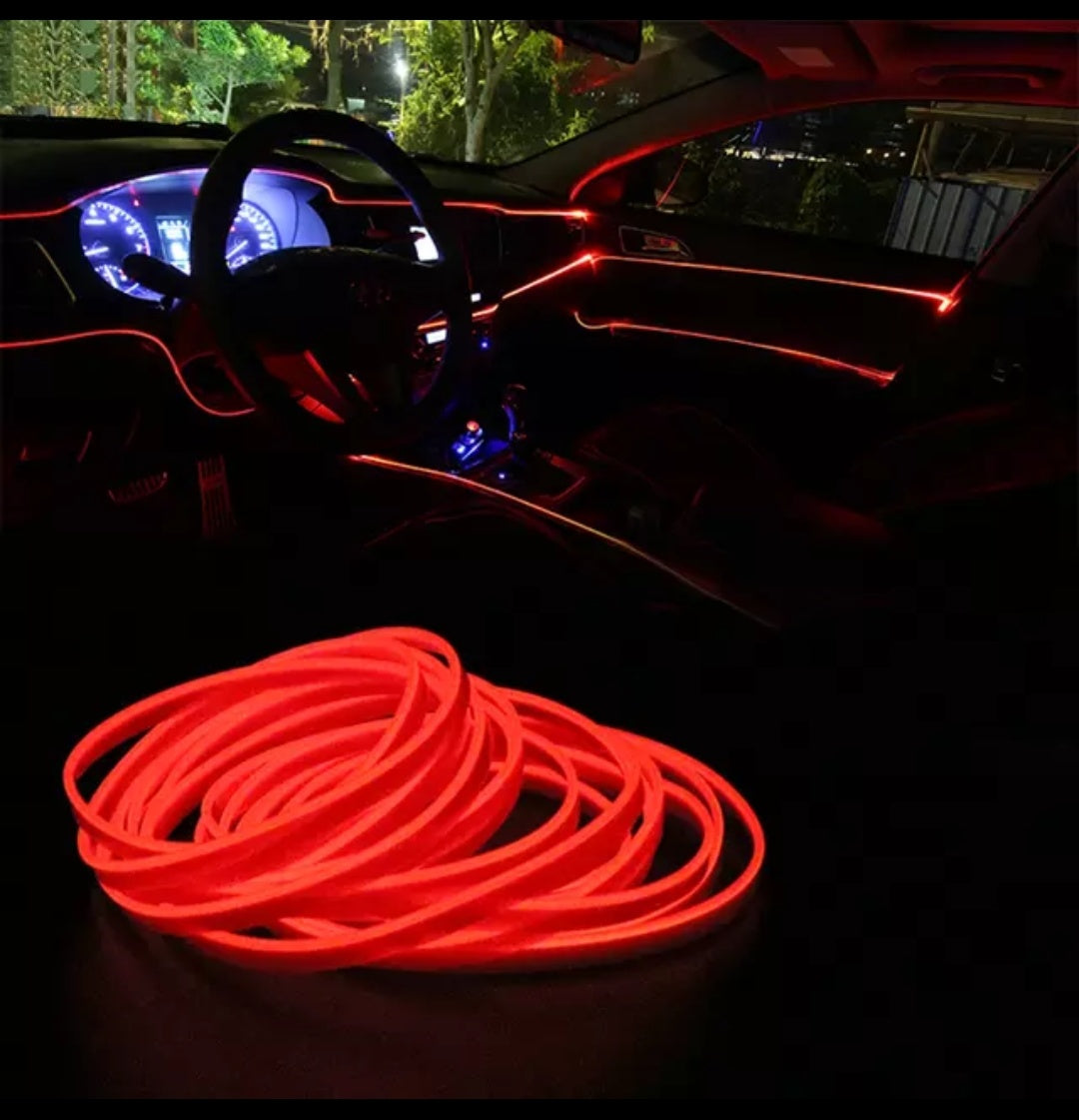 Car Atmosphere Lights EL Neon Wire Strip Light RGB Multiple Modes App Sound Control Auto Interior Decorative Ambient Neon Lamp