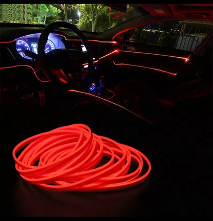 Car Atmosphere Lights EL Neon Wire Strip Light RGB Multiple Modes App Sound Control Auto Interior Decorative Ambient Neon Lamp