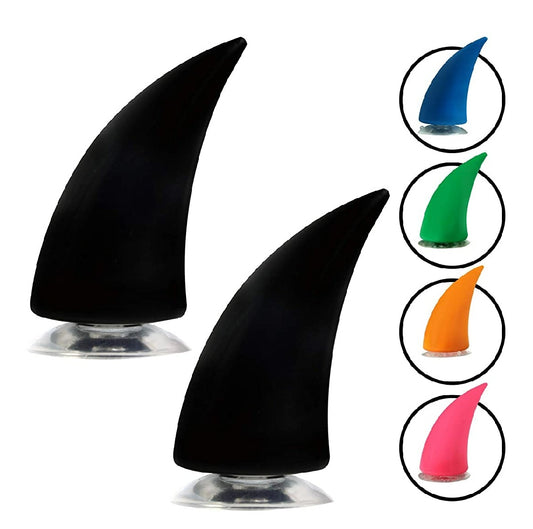 Helmet Devil Horn Suction Pad Rubber Headwear Decor Accessories for Riding (Random Color, Pack of 2)