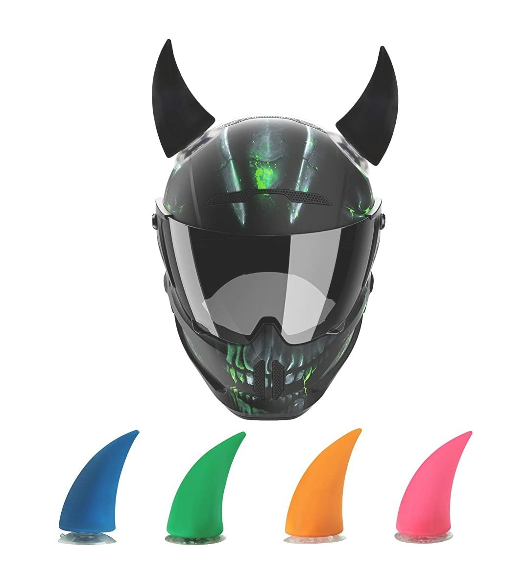 Helmet Devil Horn Suction Pad Rubber Headwear Decor Accessories for Riding (Random Color, Pack of 2)