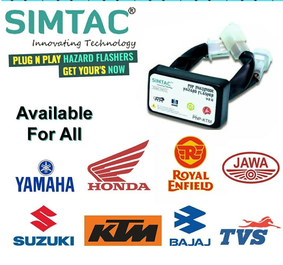 SIMTAC Hazard Flesher Waterproof Suitable With All Bikes 20 Patterns Plug & Play Hazard Flasher Module with Control Switch