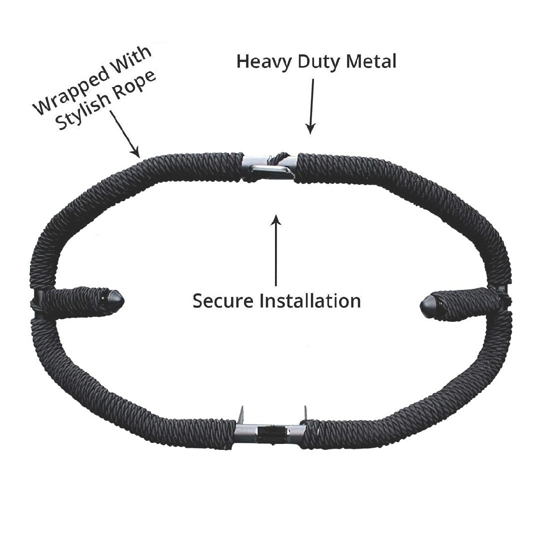 Heavy Duty Metal with Rope Stylist Real Customized 8 Bend Black Rope Safety Leg Crash Guard for Royal Enfield Bullet Classic 350/500, Standard and Electra