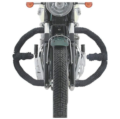 Heavy Duty Metal with Rope Stylist Real Customized 8 Bend Black Rope Safety Leg Crash Guard for Royal Enfield Bullet Classic 350/500, Standard and Electra
