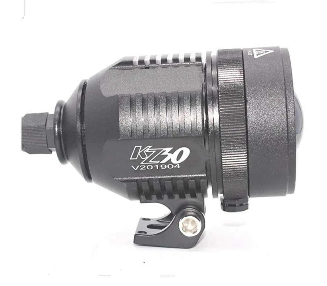 HJG KZ-30 1 Set Motorcycle Spotlight Telescopic Adjustment Laser Barrel External Spotlight Integrated LED 30W Lamp Easy to Install