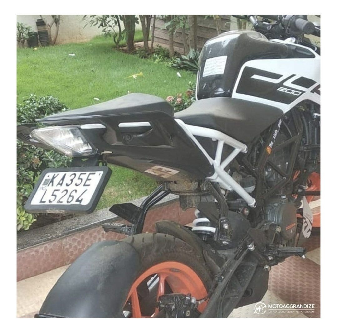 Motoaggrandize Compact Tail Tidy/Fender Eliminator for KTM Duke 250 | 390 [2017 +] | Color: Matte Black [Compatible with Small Number Plates]