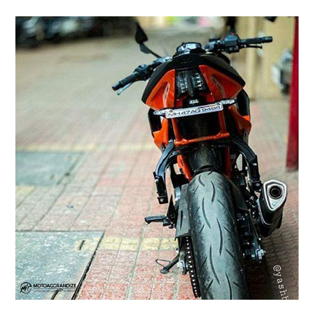 Motoaggrandize Compact Tail Tidy/Fender Eliminator for KTM Duke 250 | 390 [2017 +] | Color: Matte Black [Compatible with Small Number Plates]
