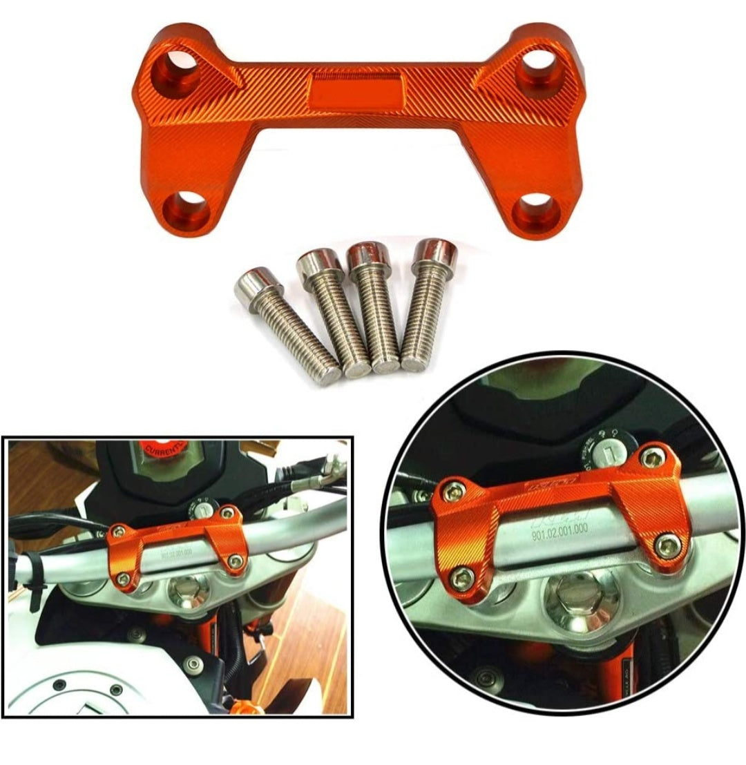 CNC Motorcycle Aluminum Orange Handlebar Risers Top Cover Clamp Fit Fo ...