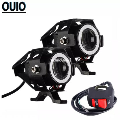 Motorcycle LED Headlight U7 MINI Brightness 3000LM Spot Angel Eyes Head Lamp Bulbs 12V Motorbike DRL Driving Work Fog Lights