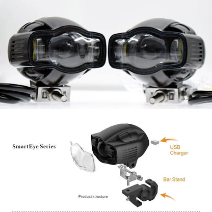 Universal Motorcycle Fog light 22-40mm IP65 LED Headlight lamp With USB Charger
