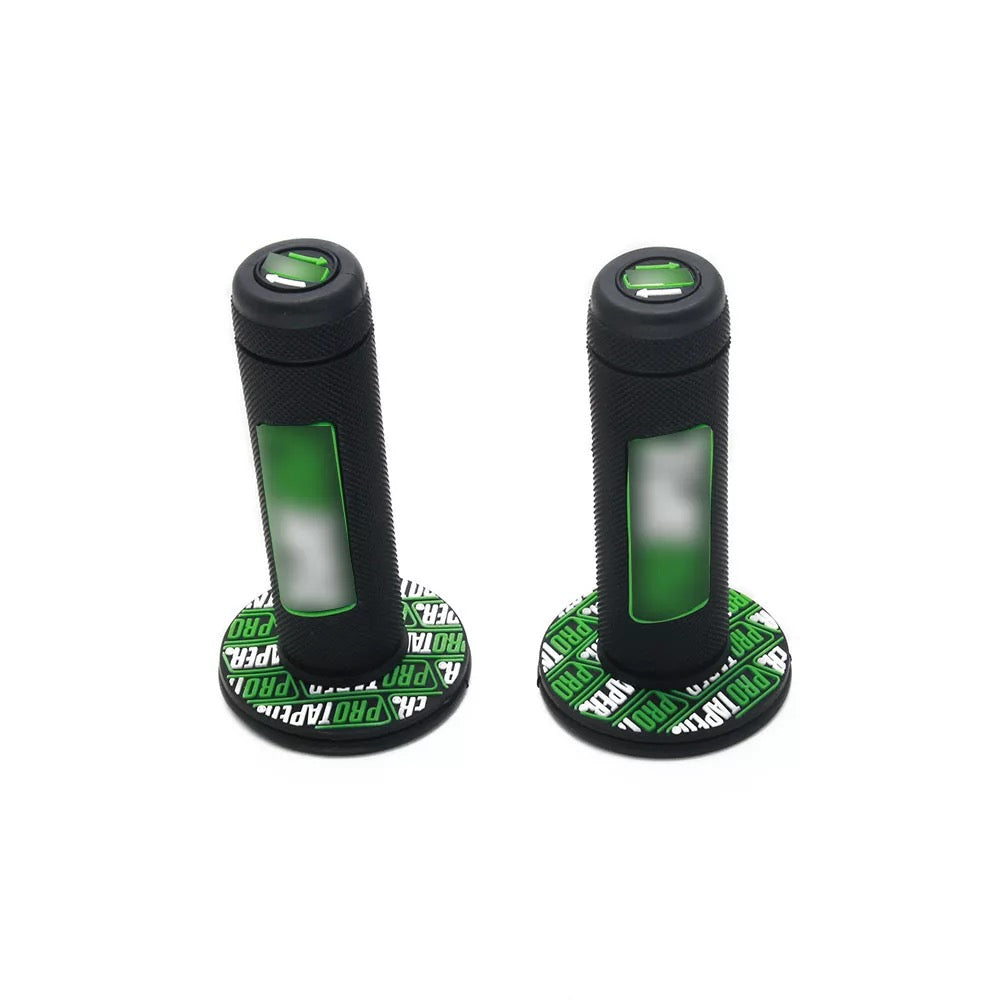 Pro Taper Style Hand Grips - Green, 7/8" Handlebar, Soft Rubber For Dirt Bike, Pit Bike, Motorcycle