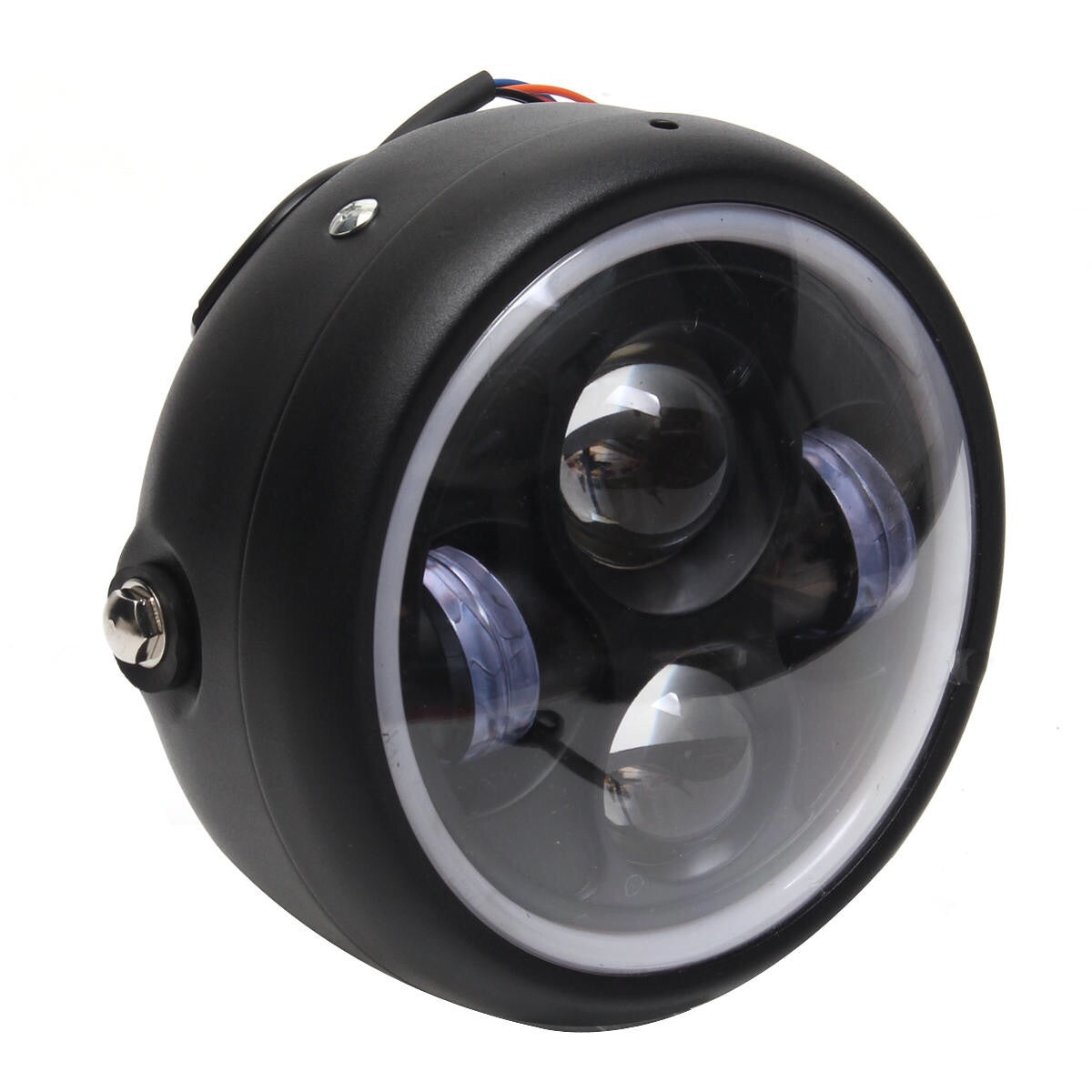16cm/6.5" Motorcycle LED Headlight HeadLamp Bulb for Harley Sportster Cafe Racer Bobber Motor HeadLamp Bulb DRL With Angel Ring