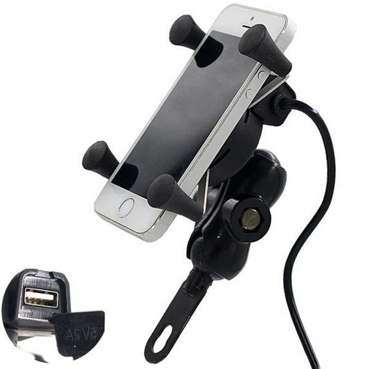 Motorcycle Phone GPS Holder X-Style USB Charger Power Outlet Socket